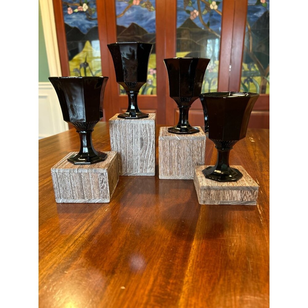 Vintage Independence Black Octagon Glass Wine Cordials.